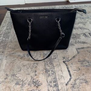 Black Leather Tote Bag